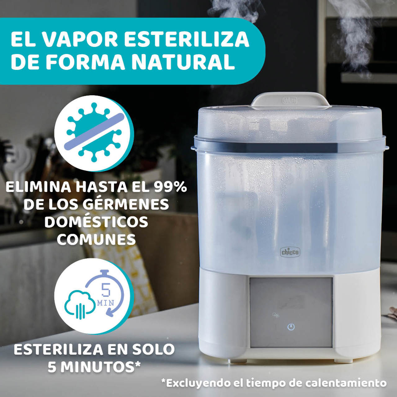 Esterilizador a vapor All in One con secador Chicco - Imagen 2