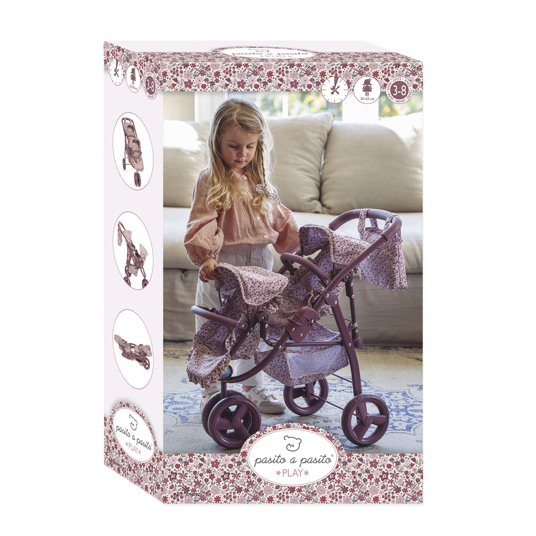 Cochecito de muñecas gemelar Cherry Flores - Imagen 10