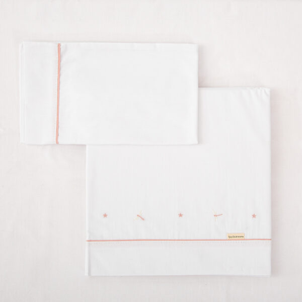 Juego sabanas algodon 100% 3 piezas Dafne 14 B|Rosa Minicuna (50x80 - 90) - Bimbidreams