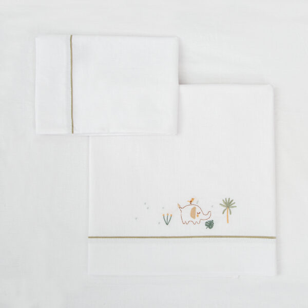 Juego sabanas algodon 100% 3 piezas Palm 16 B|Verde Minicuna (50x80 - 90) - Bimbidreams