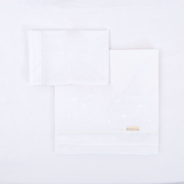Juego sabanas algodon 100% 3 piezas Night 01 Blanco Minicuna (50x80 - 90) - Bimbidreams