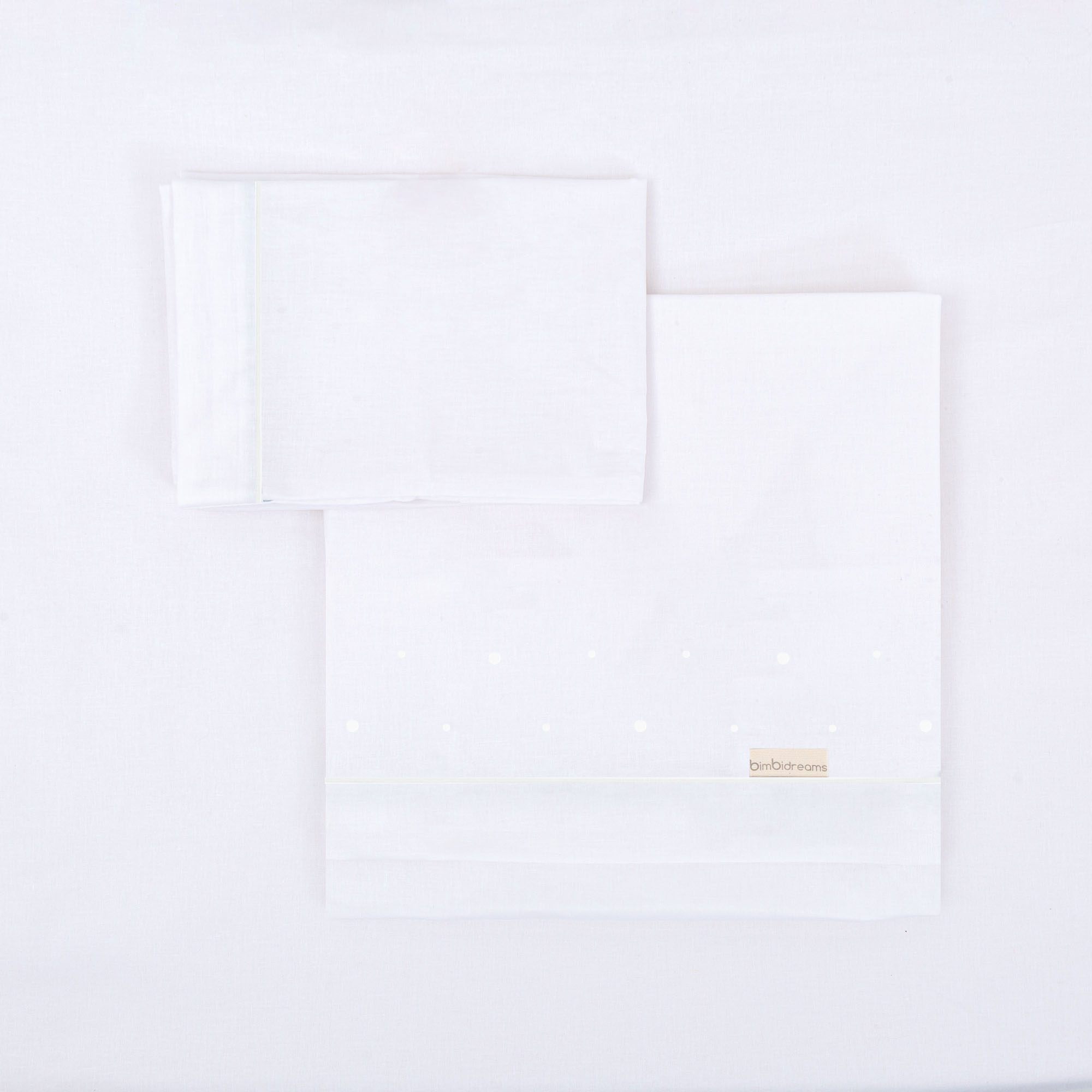 Juego sabanas algodon 100% 3 piezas Punts 01 Blanco Coche (40x80) - Bimbidreams