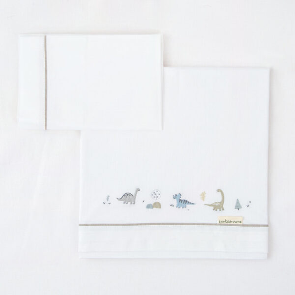 Juego sabanas algodon 100% 3 piezas Trex 16 B|Verde Cuna (60x120) - Bimbidreams