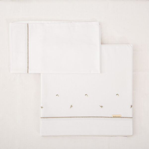 Juego sabanas algodon 100% 3 piezas Cornelia 16 B|Verde Cuna (60x120) - Bimbidreams