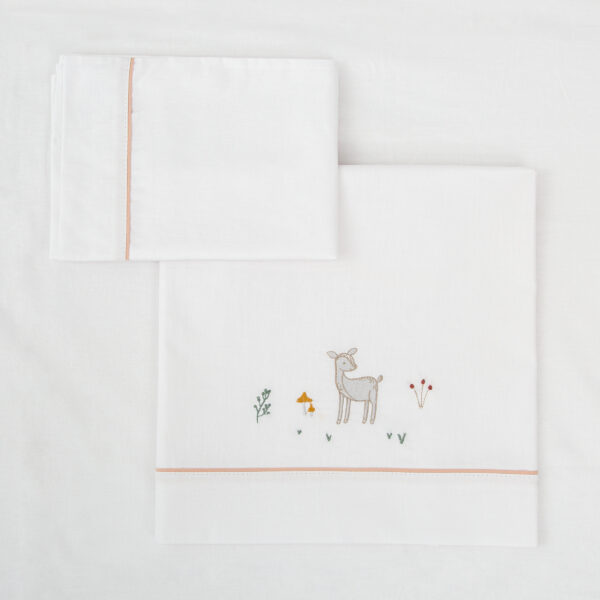 Juego sabanas algodon 100% 3 piezas Deer 14 B|Rosa Cuna (60x120) - Bimbidreams