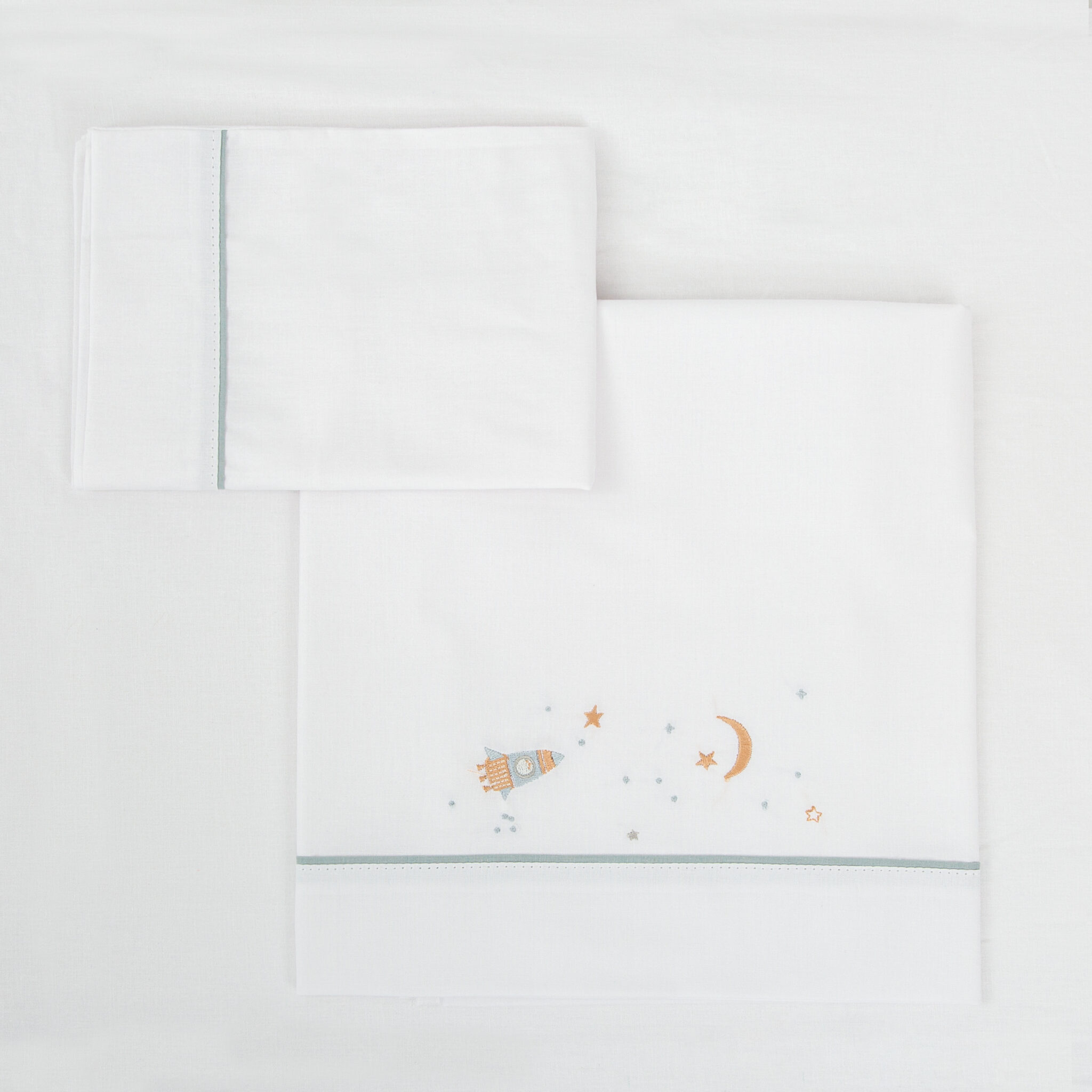 Juego sabanas algodon 100% 3 piezas Orbit 13 B|Azul Cuna (60x120) - Bimbidreams