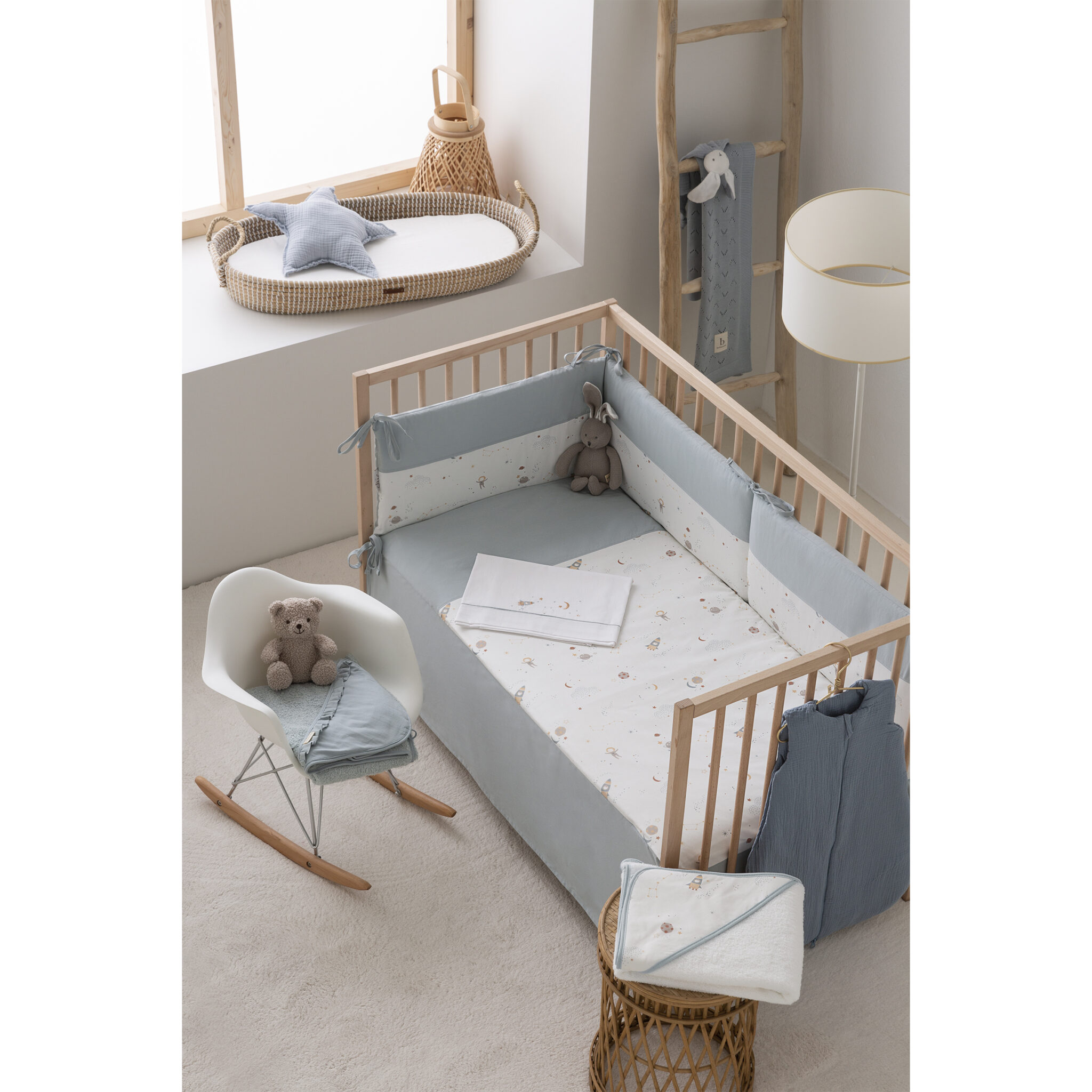 Juego sabanas algodon 100% 3 piezas Orbit 13 B|Azul Cuna (60x120) - Bimbidreams - Imagen 2