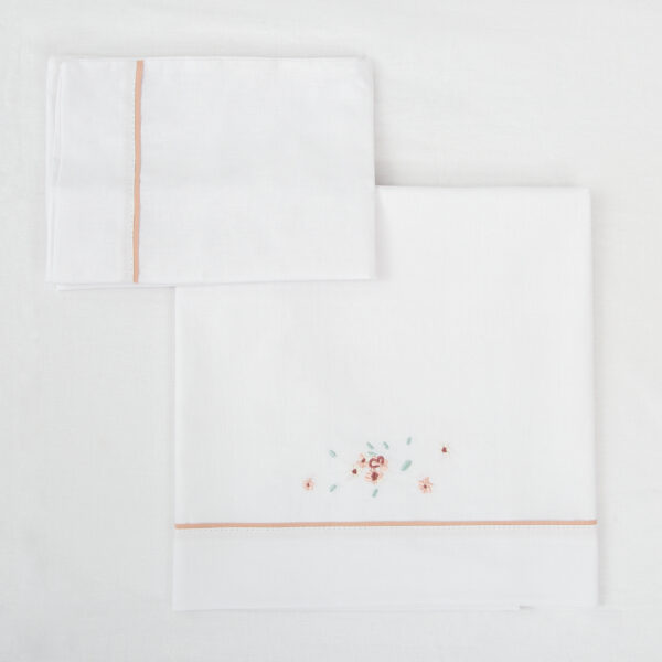 Juego sabanas algodon 100% 3 piezas Monet 14 B|Rosa Cuna (60x120) - Bimbidreams