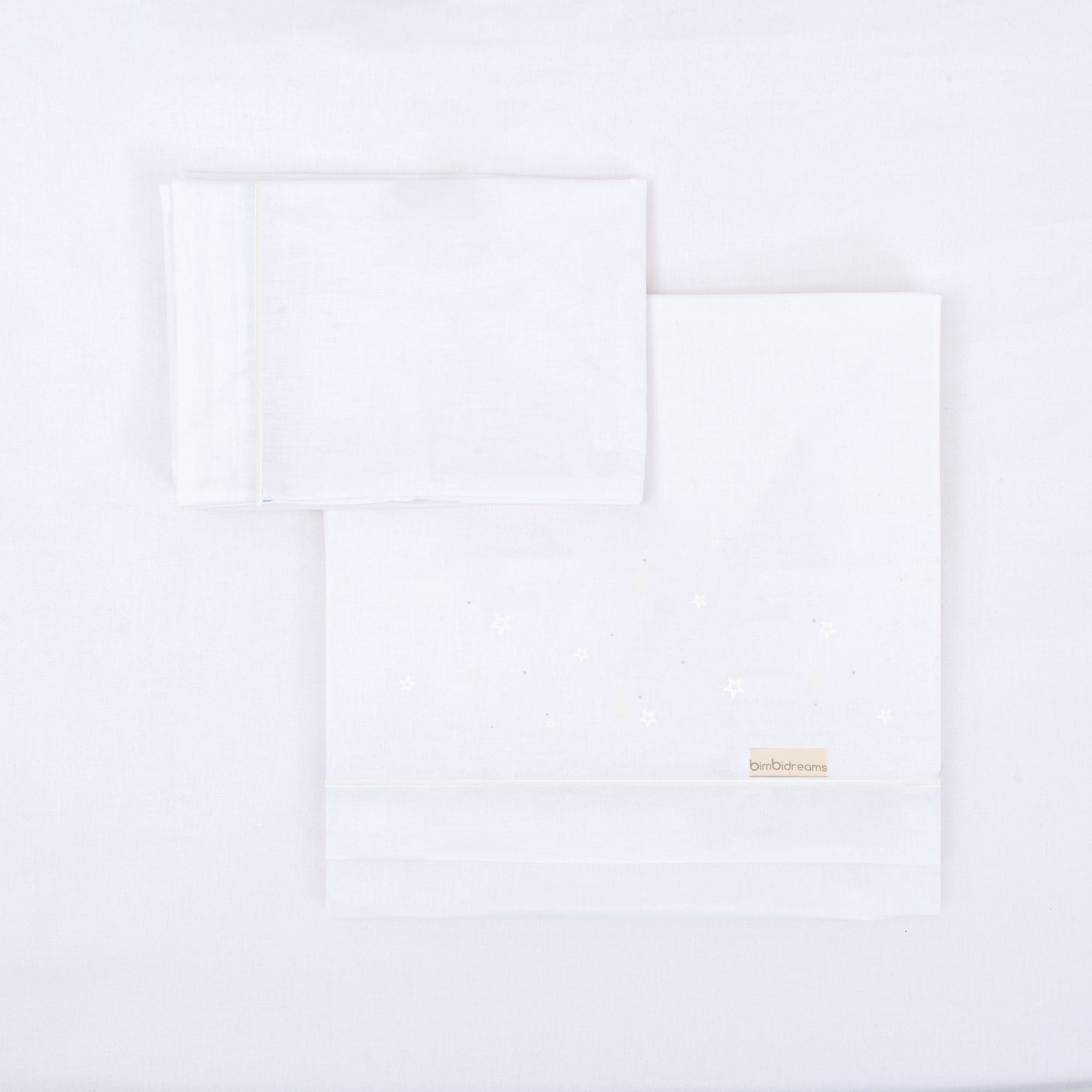 Juego sabanas algodon 100% 3 piezas Night 01 Blanco Cuna (60x120) - Bimbidreams