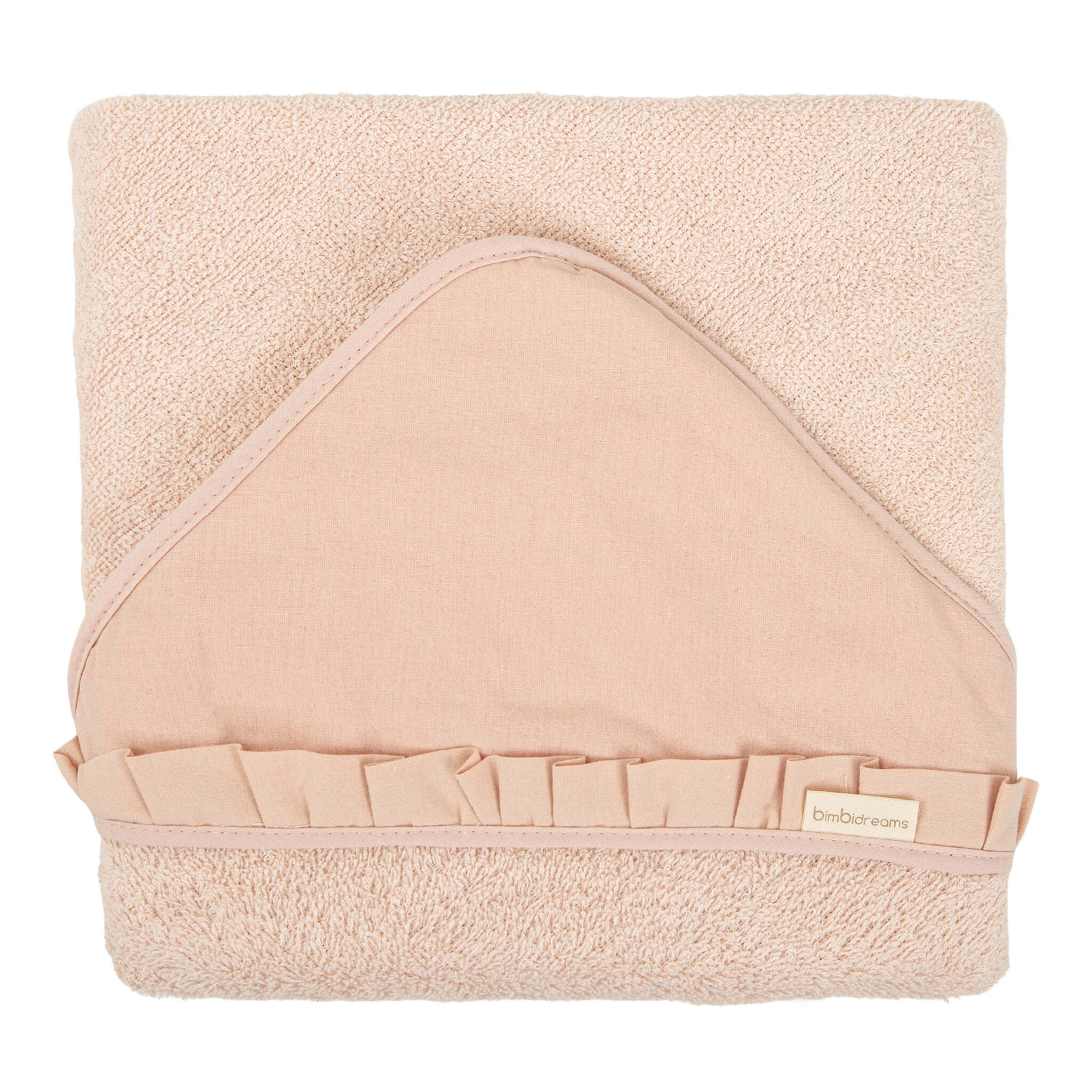 Capa de baño bebé manos libre Algodon Stone Washed RE Rosa Empolvado 100X100 - Bimbidreams