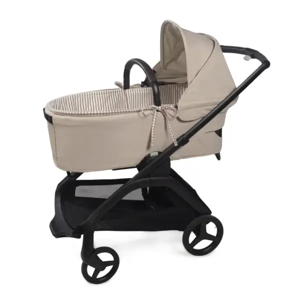 Cubre cuco varillas + funda colchón Praliné Vichy Moka