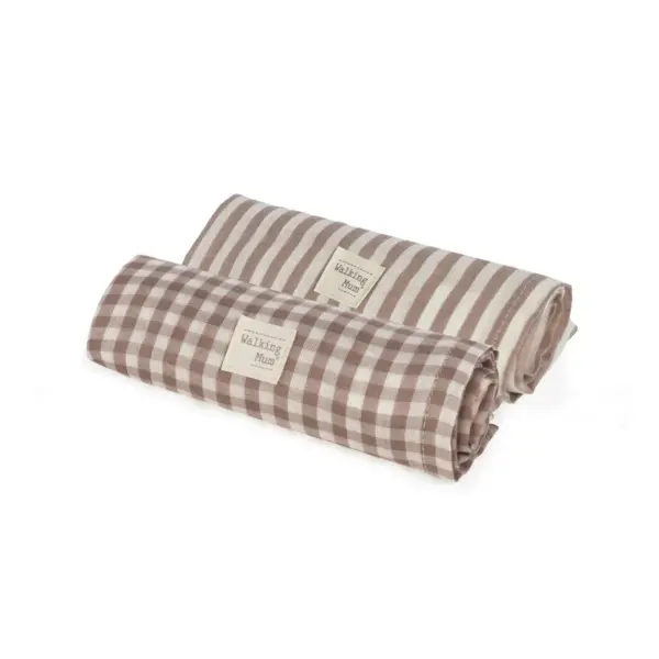 Set/ 2 Muselinas 70x70 cm Praliné Vichy/Rayas Moka