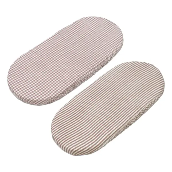 Set/2 Sábanas bajeras cuco Praliné Vichy/Rayas Moka