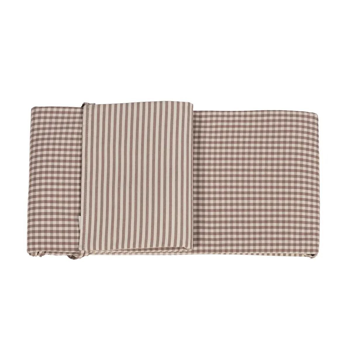Protector cuna 120x60 cm Praliné Vichy/Rayas Moka - Imagen 2