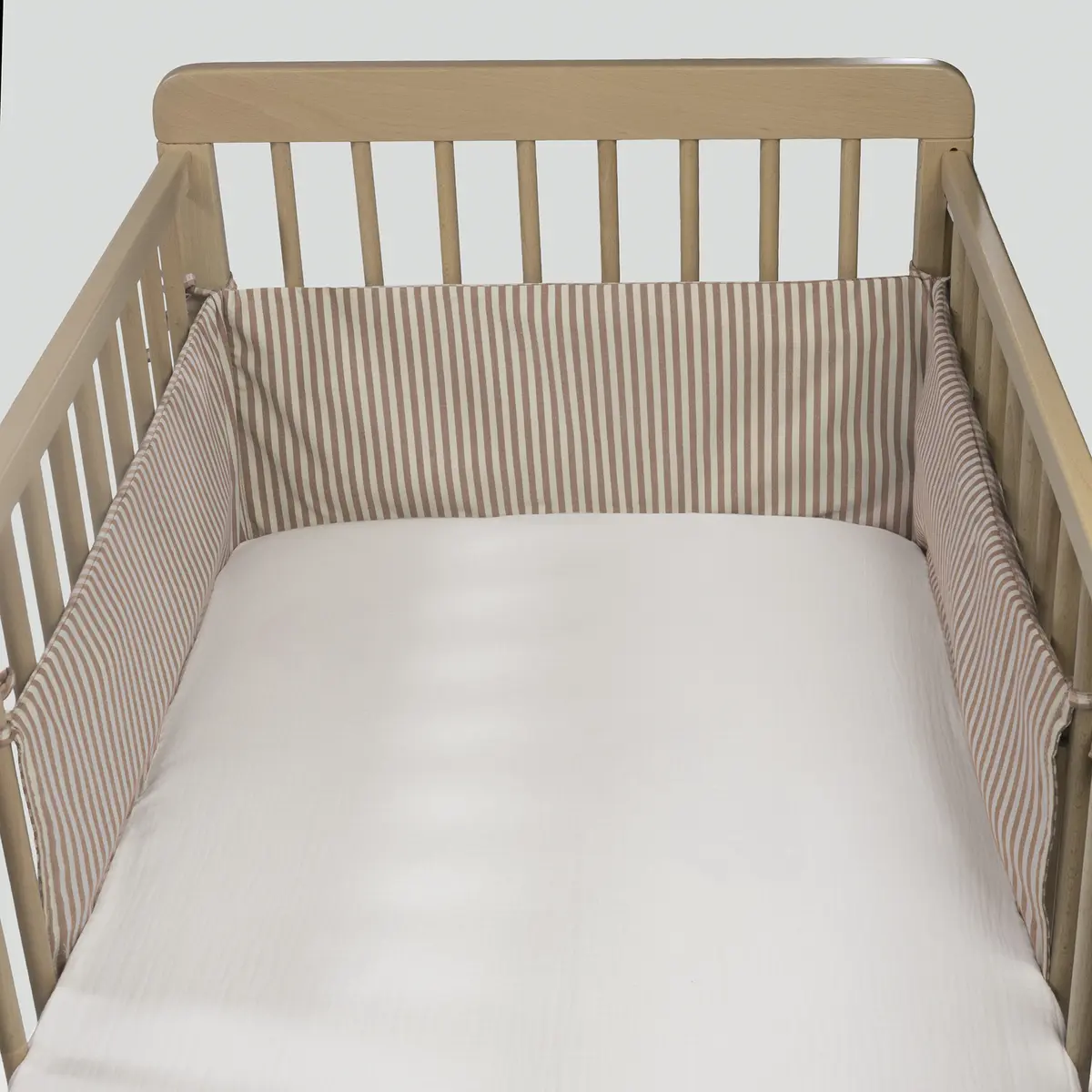 Protector cuna 120x60 cm Praliné Vichy/Rayas Moka - Imagen 3