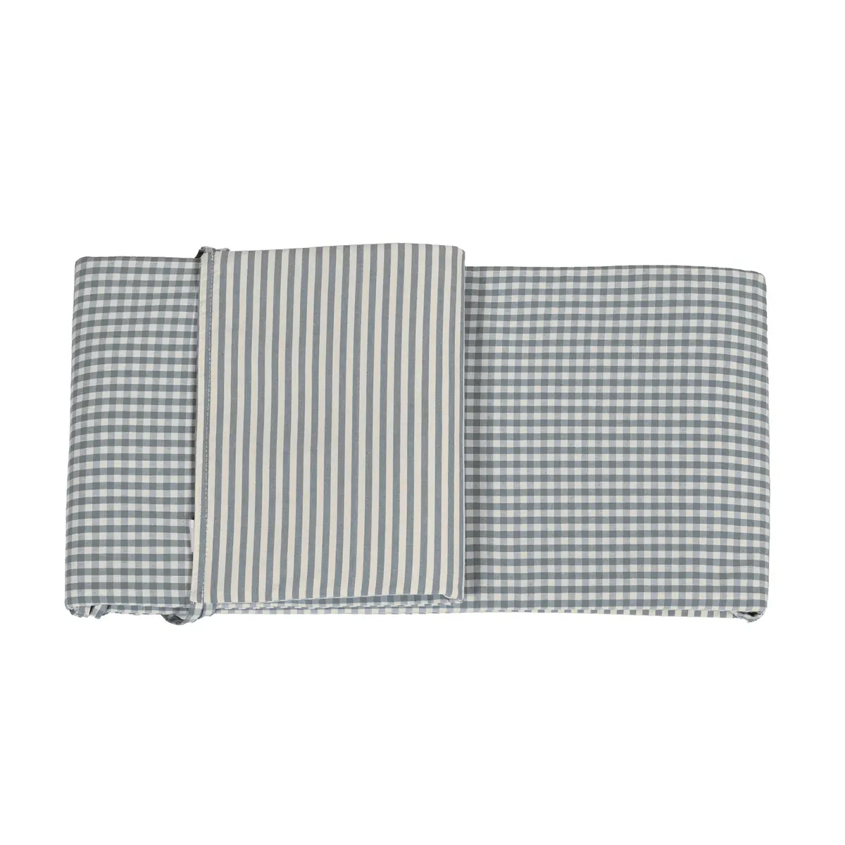 Protector cuna 120x60 cm Praliné Vichy/Rayas Matcha - Imagen 2