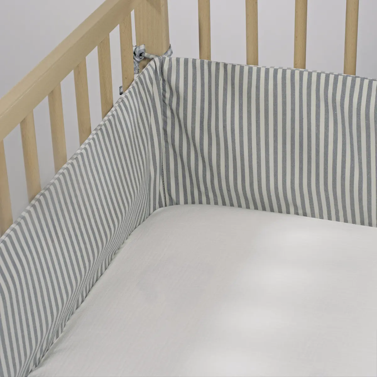 Protector cuna 120x60 cm Praliné Vichy/Rayas Matcha - Imagen 6