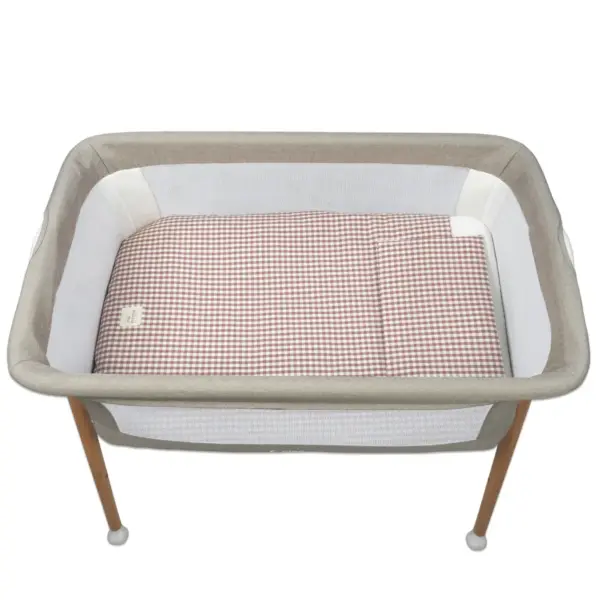 Edredón + bajera + almohada cuna 90x50 cm Praliné Vichy/Rayas Moka TOG 2,5