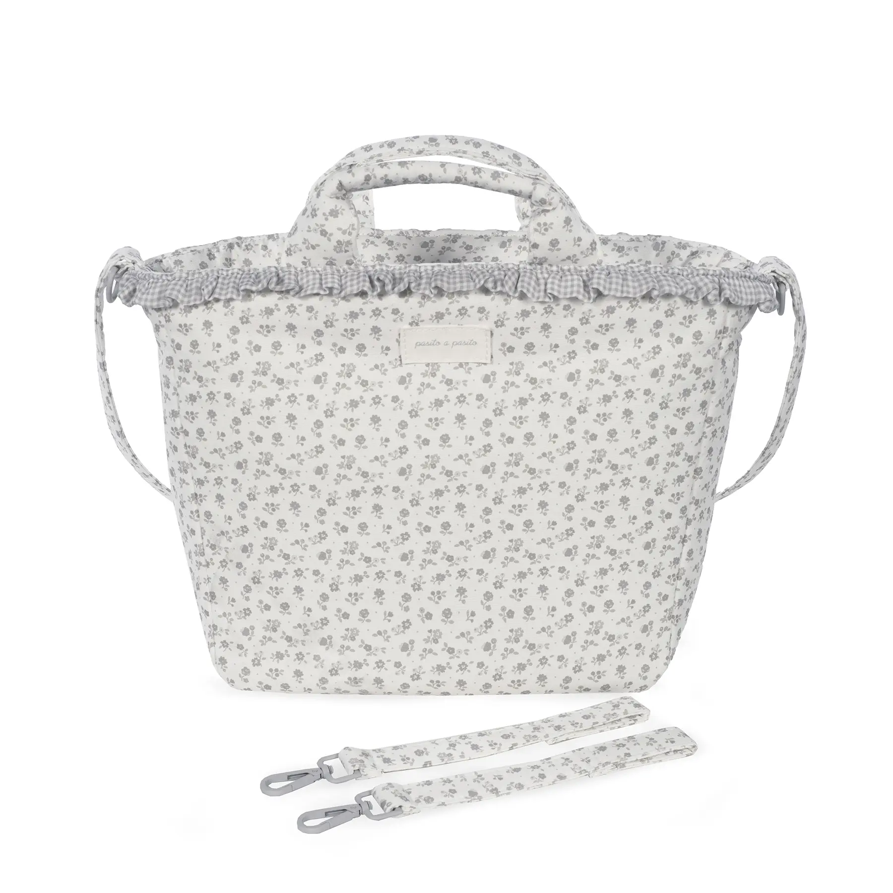 Bolsa Canastilla Little Bloom Flor Gris - Imagen 3