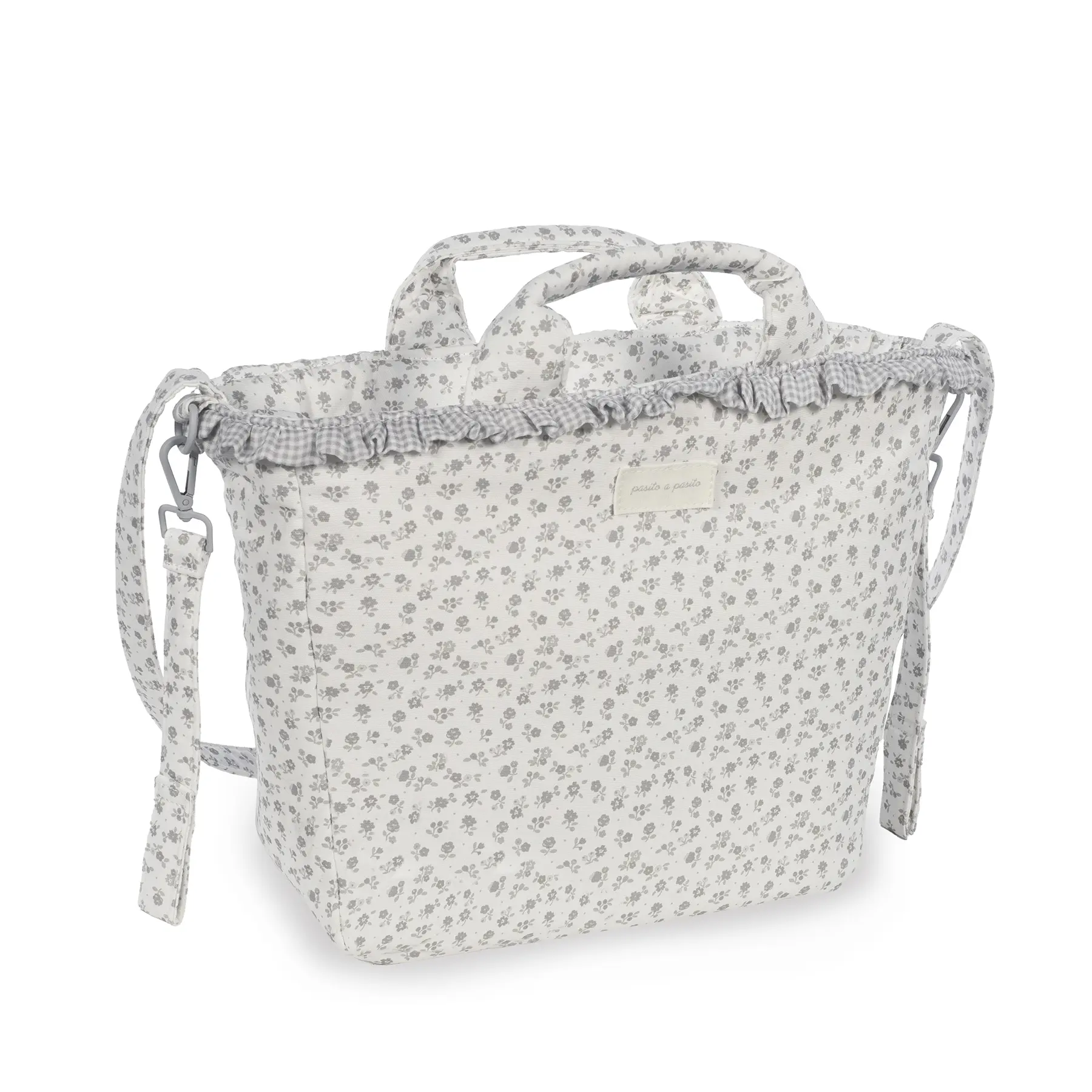 Bolsa Canastilla Little Bloom Flor Gris - Imagen 4