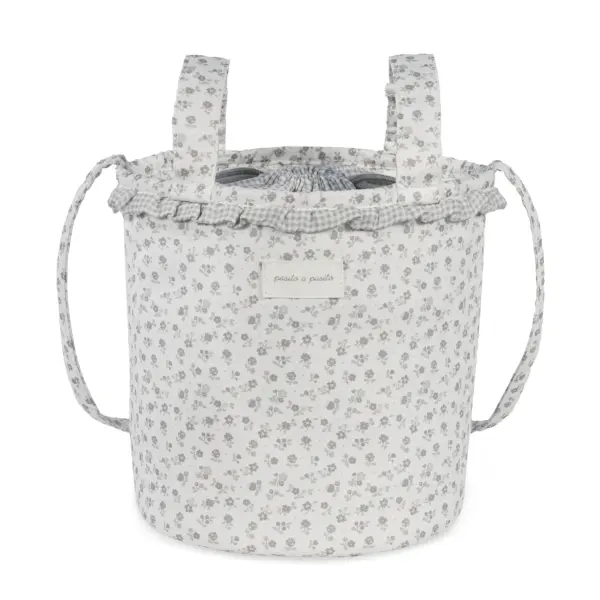 Bolsa Bucket Little Bloom Flor Gris