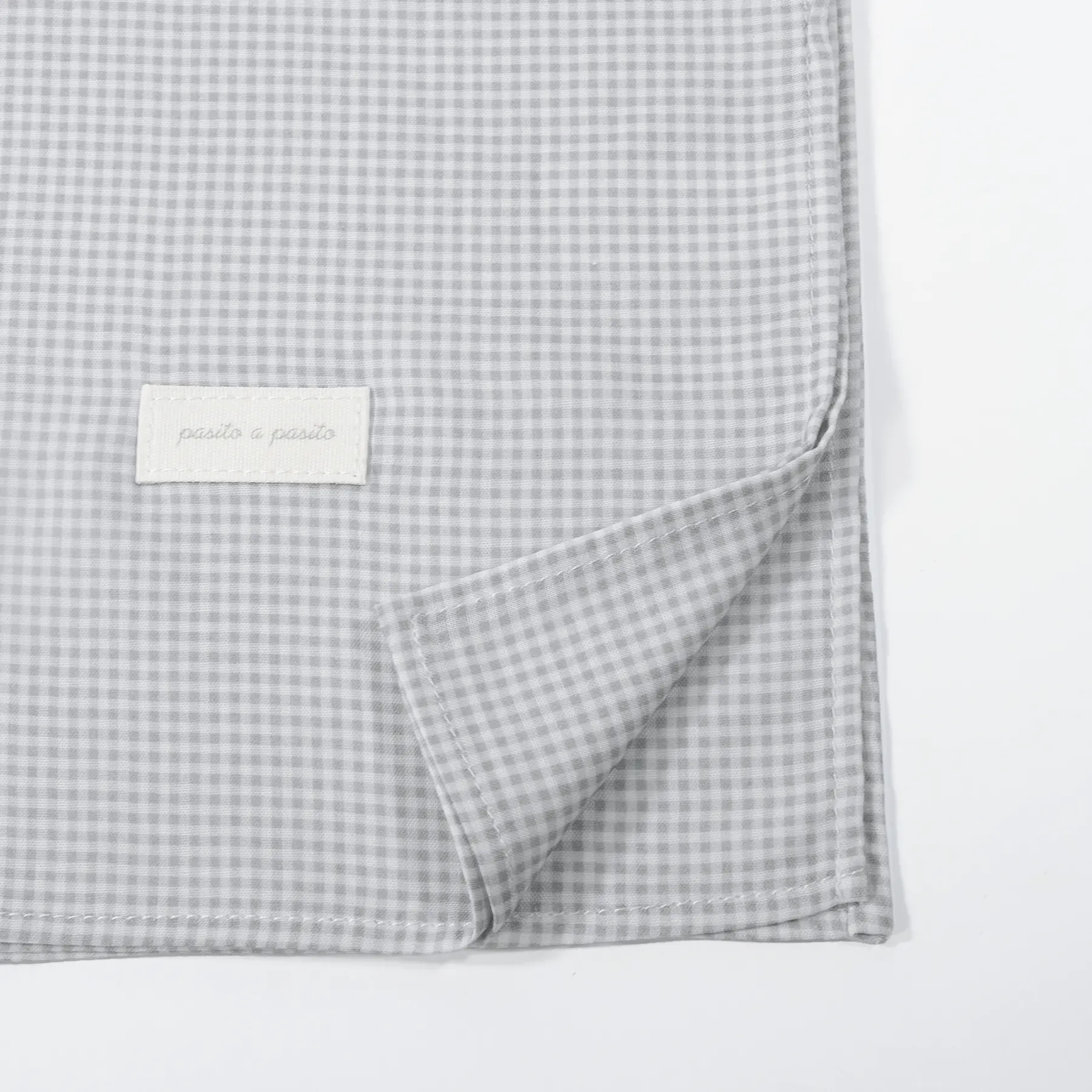 Muselina Little Bloom Vichy Gris - Imagen 3