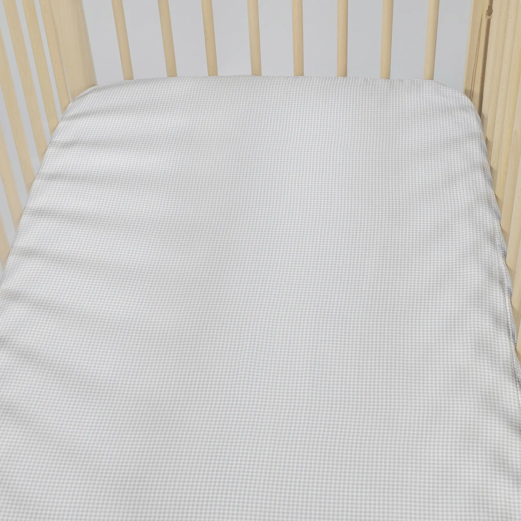 Sábana bajera cuna 120x60 cm Little Bloom Vichy Gris - Imagen 6