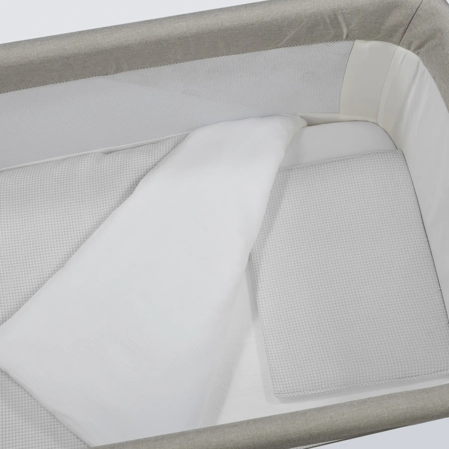 Edredón + sábana bajera + almohada cuna 90x50 cm Little Bloom Vichy Gris TOG 2,5 - Imagen 5