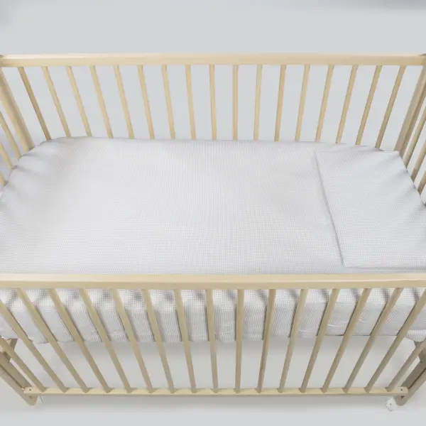 Edredón + sábana bajera + almohada cuna 120x60 cm Little Bloom Vichy Gris TOG 2,5