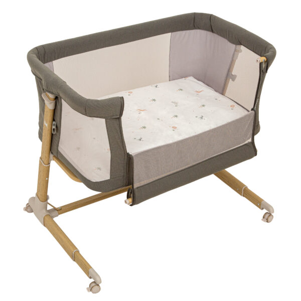 Minicuna Colecho metal con bajera y funda nórdica Palm 06 Verde Minicuna Colecho (53x85x80) - Bimbidreams