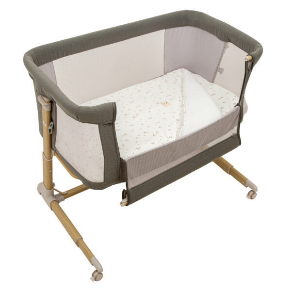 Minicuna Colecho metal con bajera y funda nórdica Monet 06 Verde Minicuna Colecho (53x85x80) - Bimbidreams