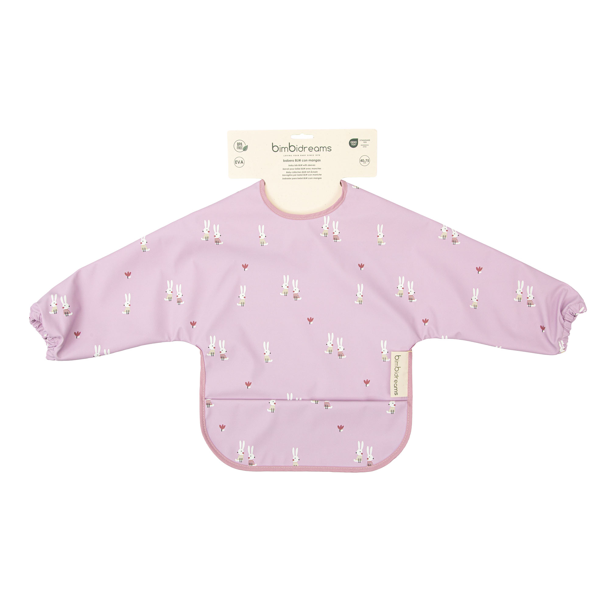 Babero blw con mangas Rabbits 31 Lila 25x30 - Bimbidreams - Imagen 3