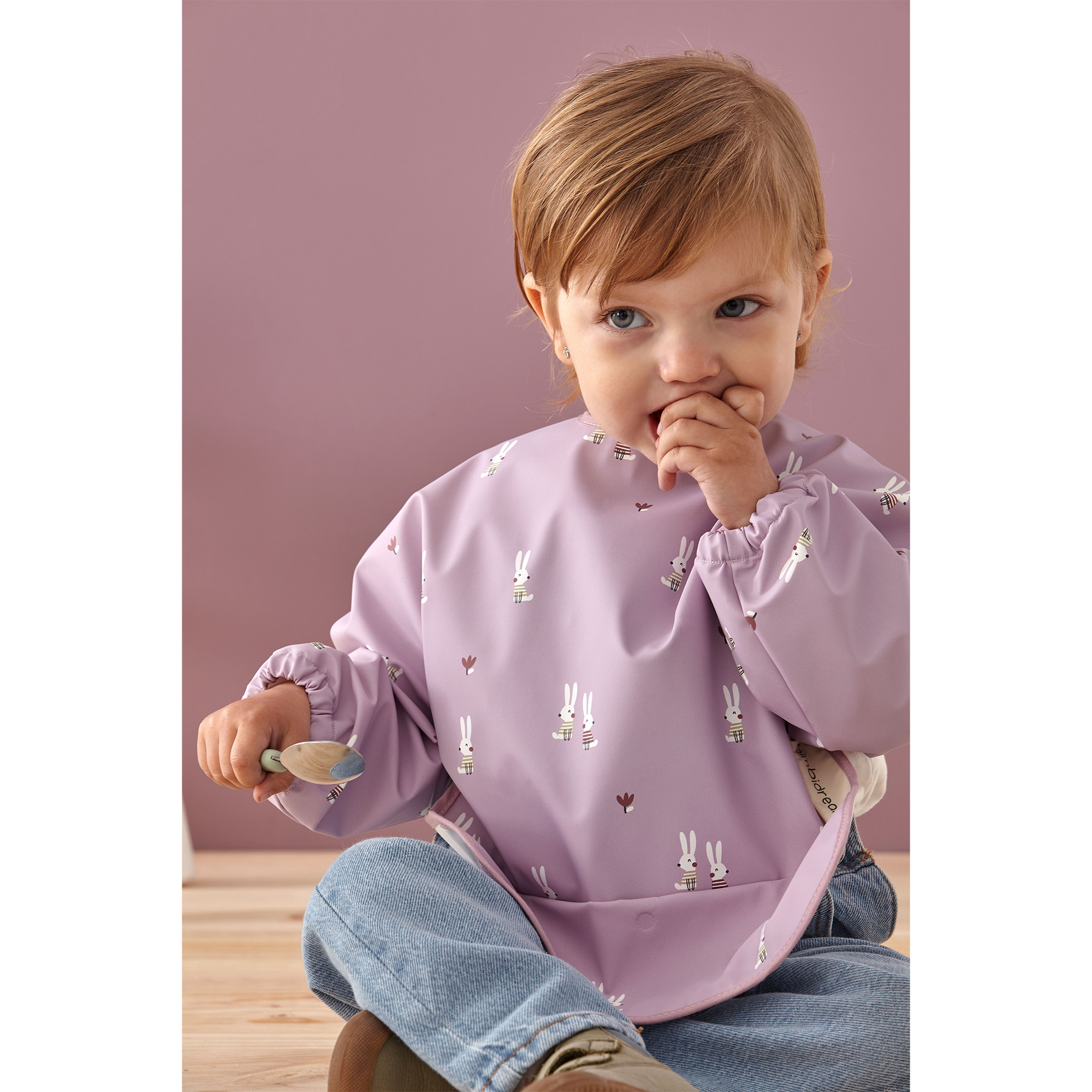 Babero blw con mangas Rabbits 31 Lila 25x30 - Bimbidreams - Imagen 4