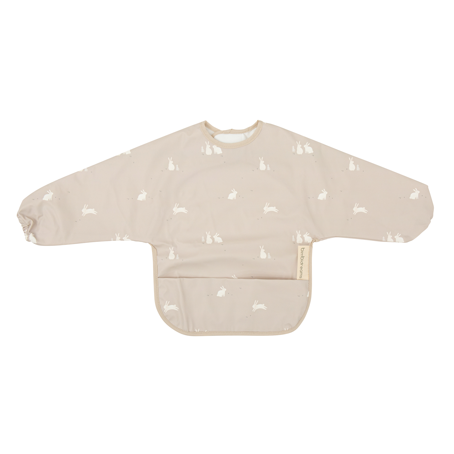 Babero blw con mangas Bunny GB Gris Beig 25x30 - Bimbidreams