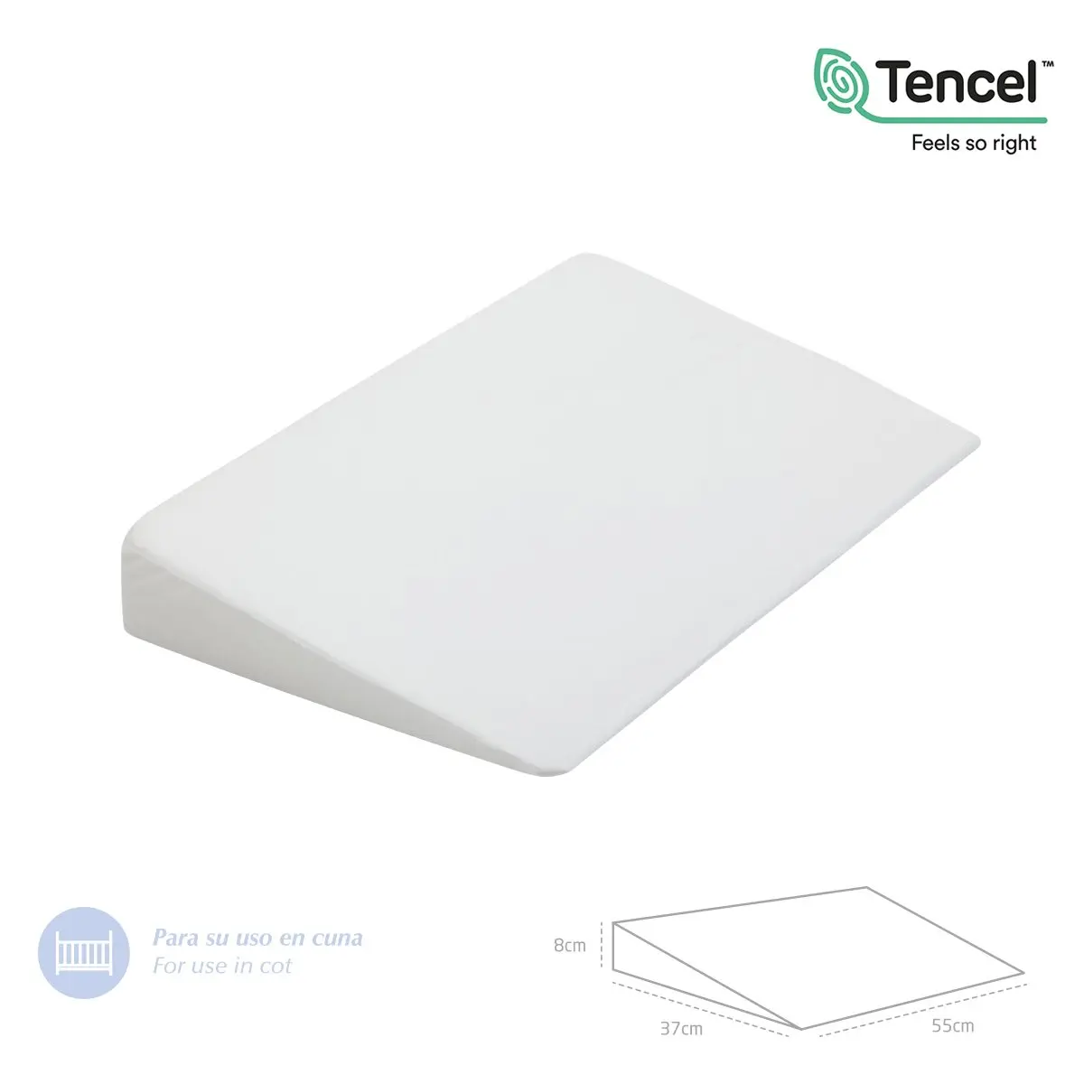 Almohada confort cuna 55x37x8.5 cm liso e blanco