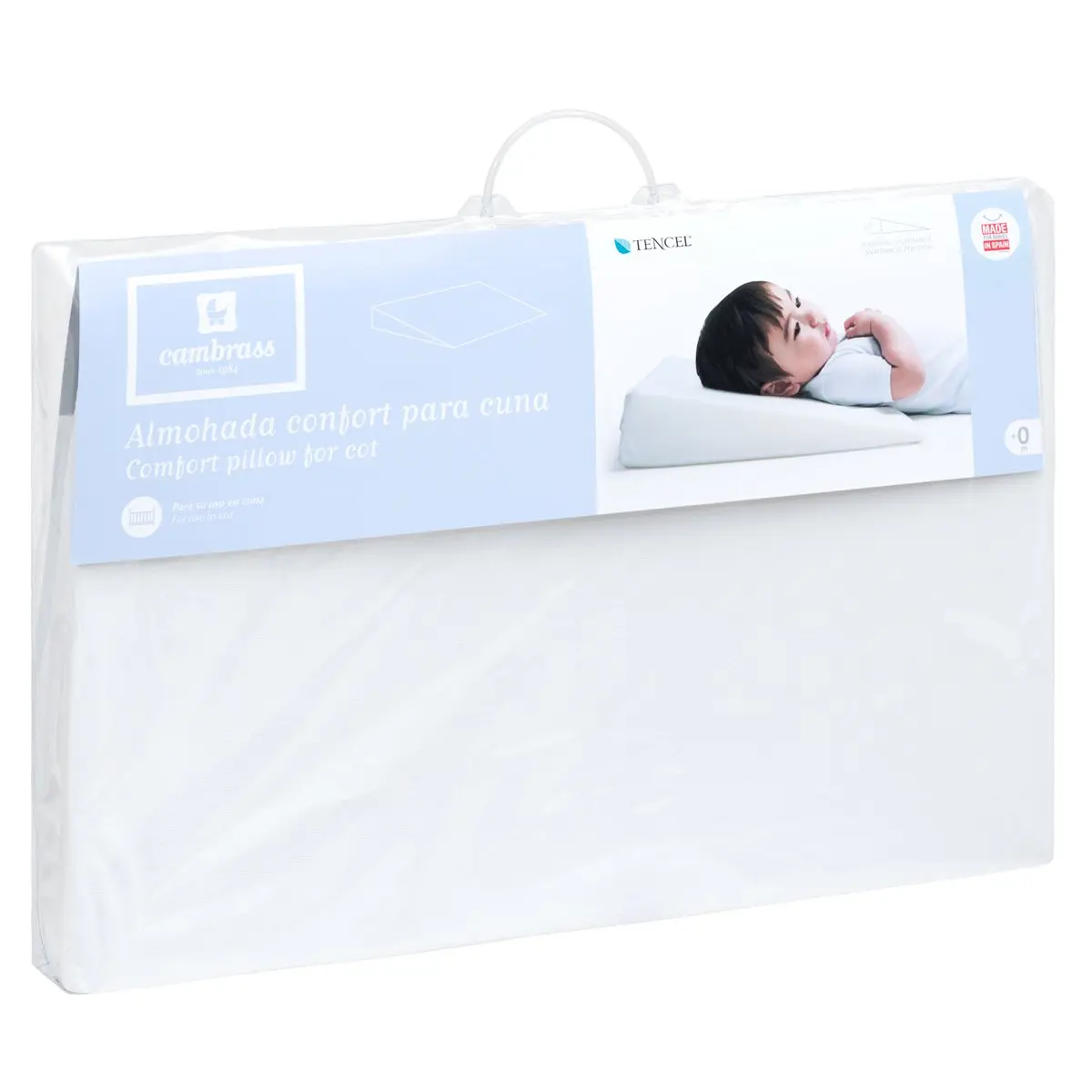 Almohada confort cuna 55x37x8.5 cm liso e blanco - Imagen 5