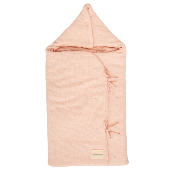 Saco arrullo con capucha Waffle 04 Rosa 44x88 - Bimbidreams