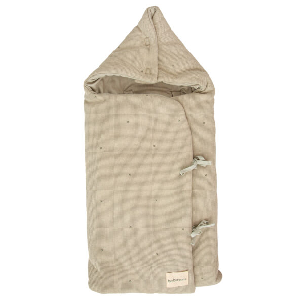 Saco arrullo con capucha Waffle 06 Verde 44x88 - Bimbidreams