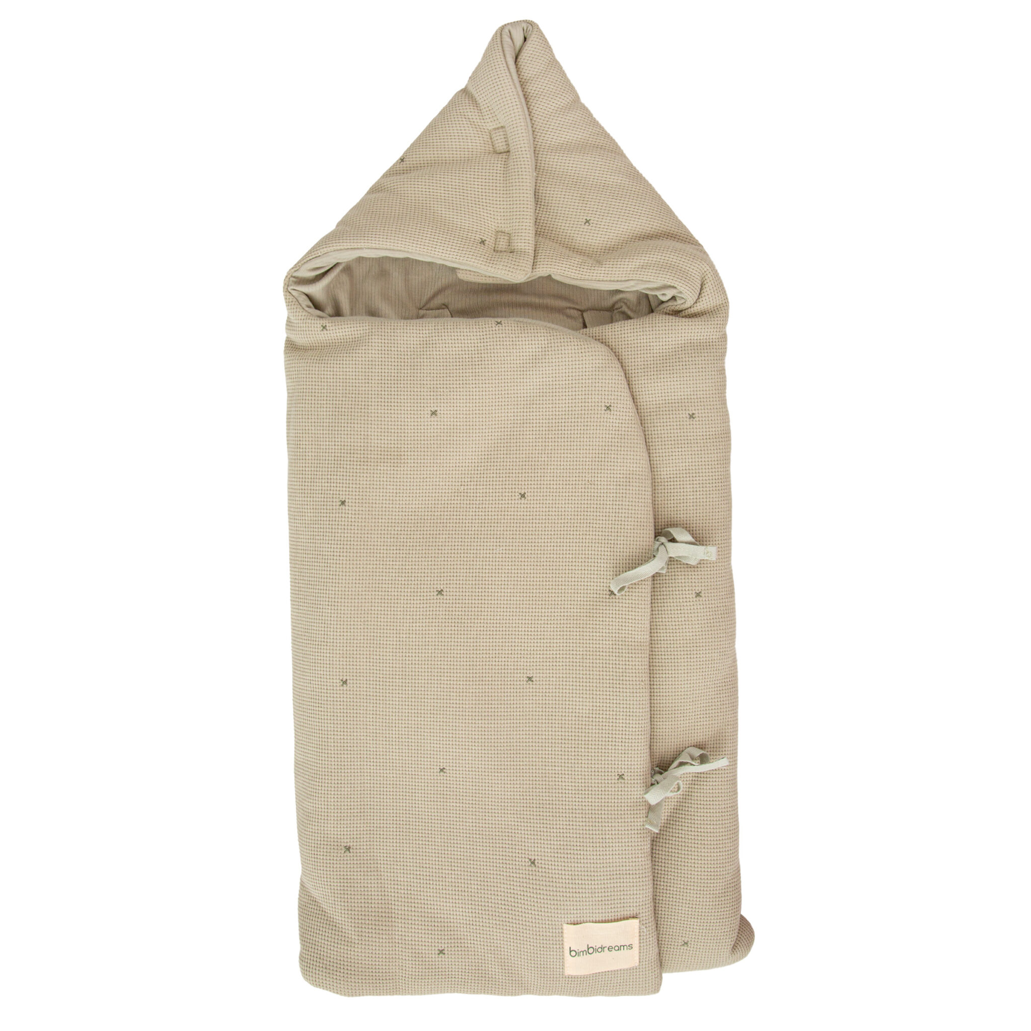 Saco arrullo con capucha Waffle 06 Verde 44x88 - Bimbidreams