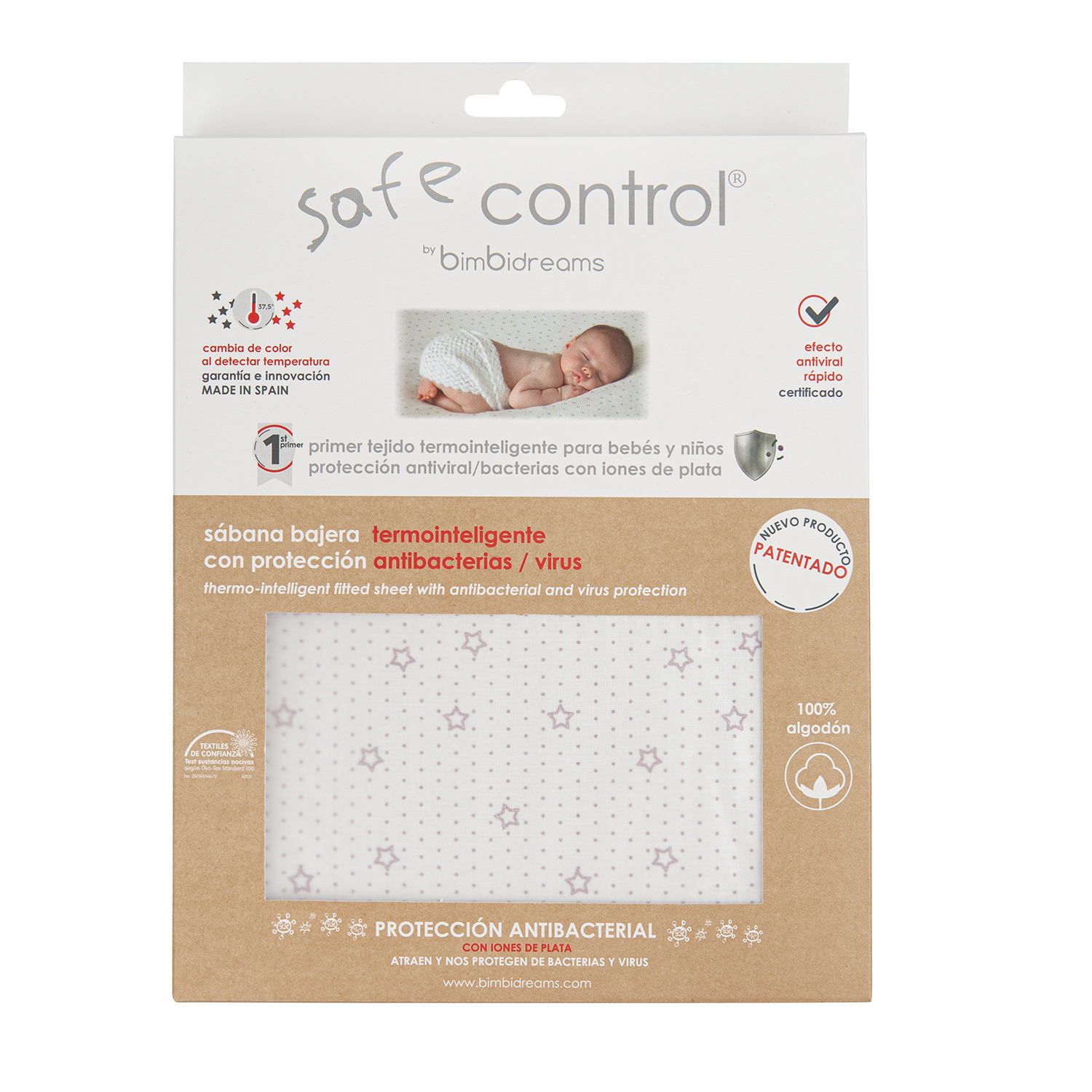 Bajera cuna algodon 100% Safe Control 20 B|Gris Coche (40x80) - Bimbidreams