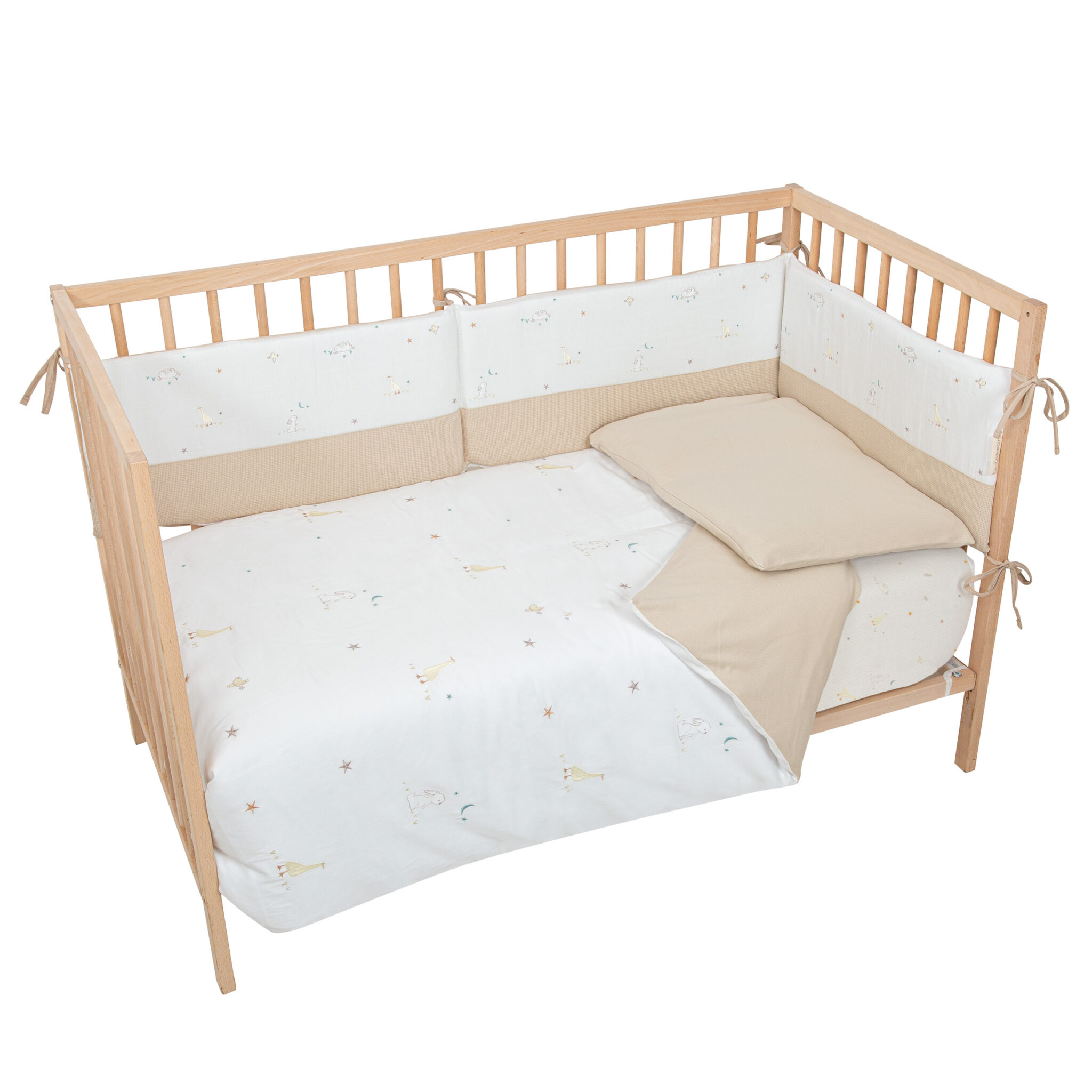 Protector de Cuna Happy Forest 10 B|Lino Cuna 60 - 70 (30x190x3) - Bimbidreams