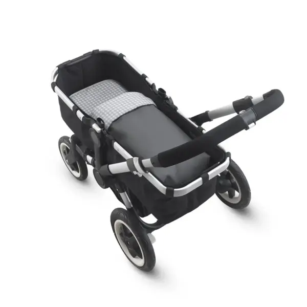 Saco capazo + colchoneta dulce vichy gris 35x80x6 cm