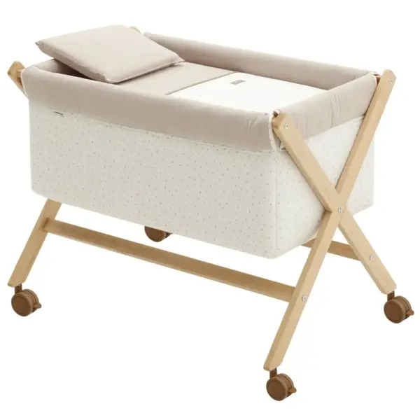 Minicuna tijera madera magia beige/natural 55x87x74 cm