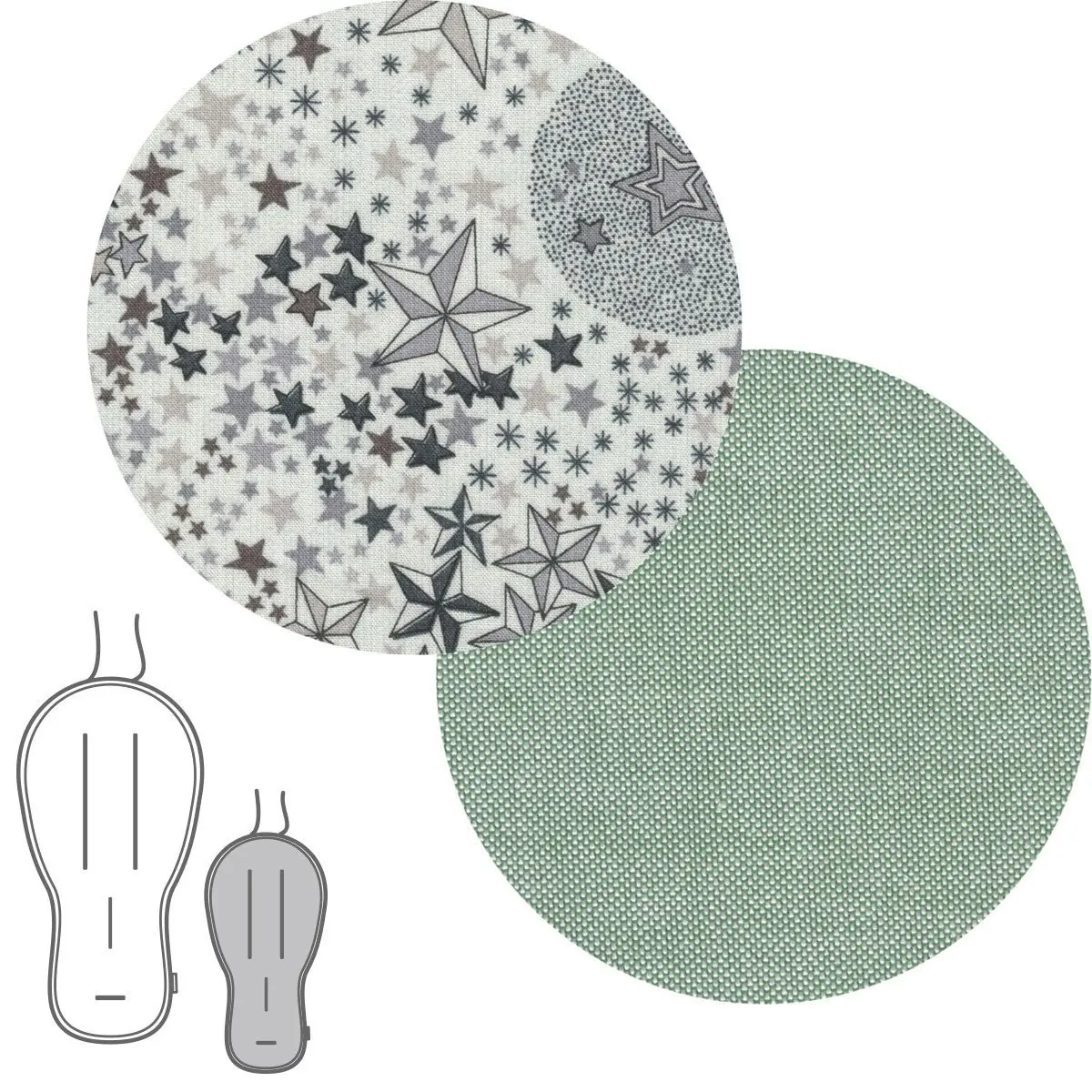 Colchoneta silla uni.rev.oval star liberty verde 43x88x1 cm - Imagen 2