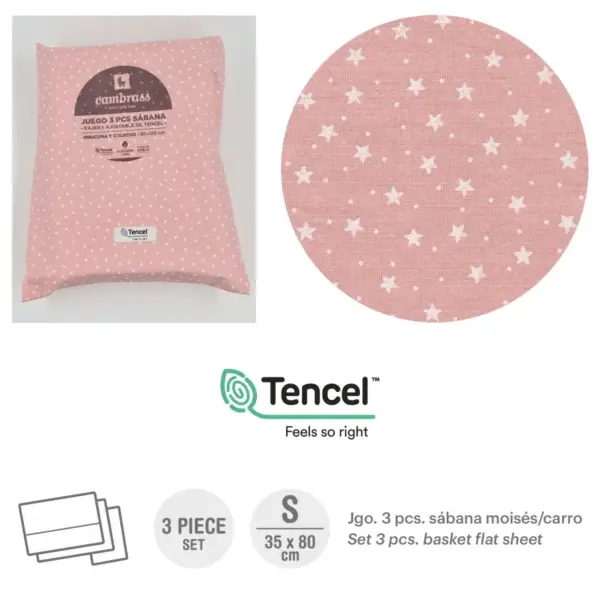 Tríptico sábanas moisés/carro 35x80x1 cm forest rosa