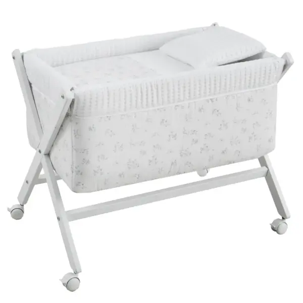 Minicuna tijera madera merlo crudo/bco 55x87x74 cm