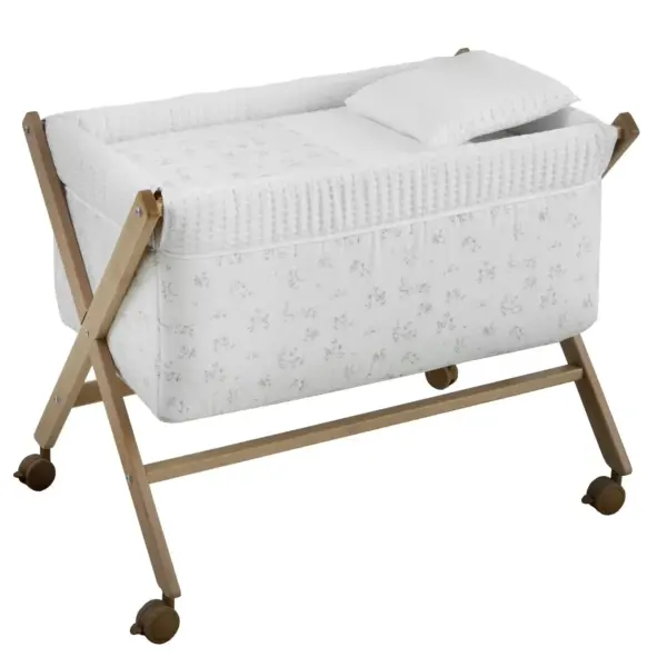 Minicuna tijera madera merlo crudo/natural 55x87x74 cm