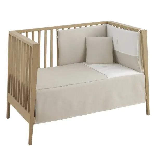 Jgo 2 pcs.colcha i-v. cuna 60 lino beige 60x120x3 cm