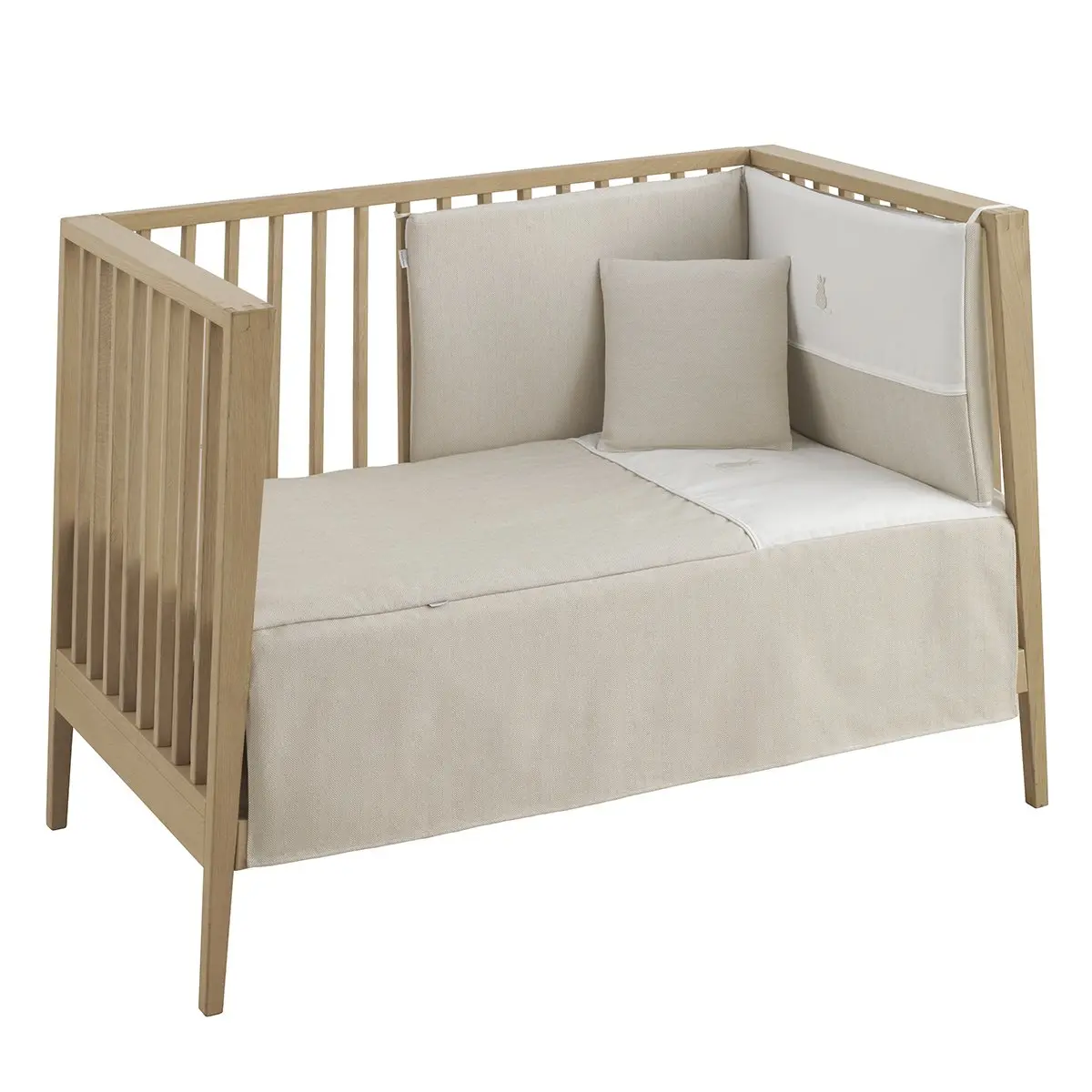 Jgo 2 pcs.colcha i-v. cuna 60 lino beige 60x120x3 cm