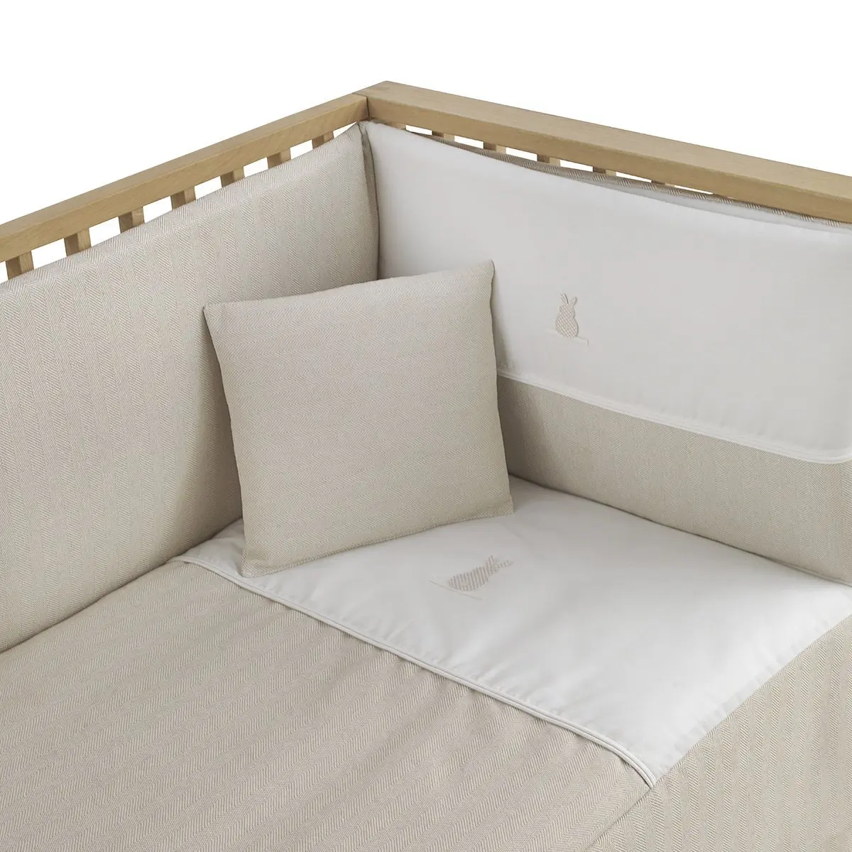 Jgo 2 pcs.colcha i-v. cuna 60 lino beige 60x120x3 cm - Imagen 2